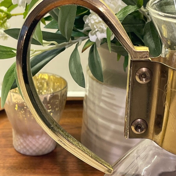 Vintage 70s Princess House Brass Coffee Tea Glass Carafe Pitcher - Picture 3 of 5
